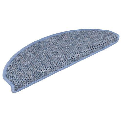 Selvklæbende trappemåtter 15 stk. 65x21x4 cm sisal-look blå