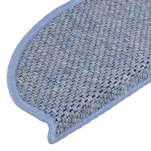 Selvklæbende trappemåtter 15 stk. 65x21x4 cm sisal-look blå