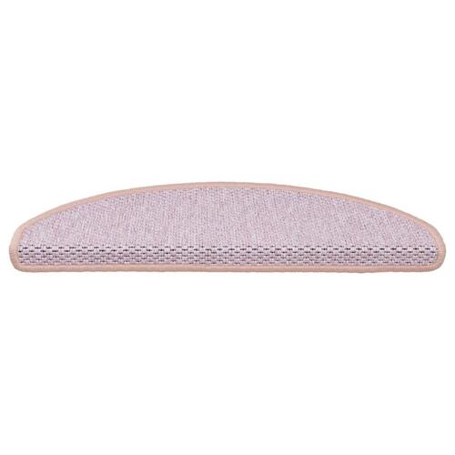 Selvklæbende trappemåtter 15 stk. 65x21x4 cm sisal-look lyserød