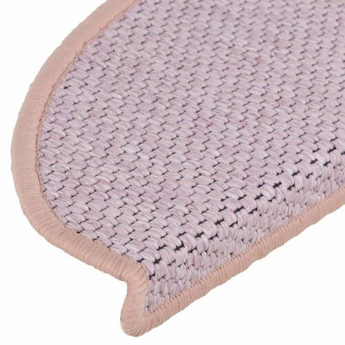 Selvklæbende trappemåtter 15 stk. 65x21x4 cm sisal-look lyserød