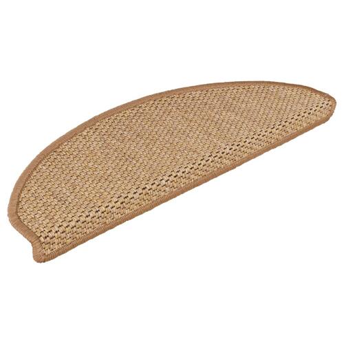 Selvklæbende trappemåtter 15 stk. 65x21x4 cm sisalfarvet