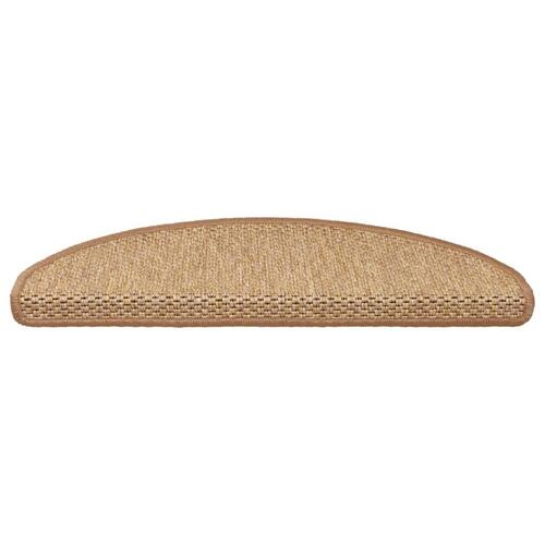 Selvklæbende trappemåtter 15 stk. 65x21x4 cm sisalfarvet