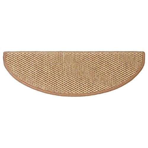 Selvklæbende trappemåtter 15 stk. 65x21x4 cm sisalfarvet