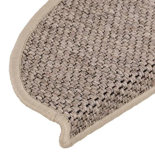 Selvklæbende trappemåtter 15 stk. 65x21x4 cm sisal-look beige