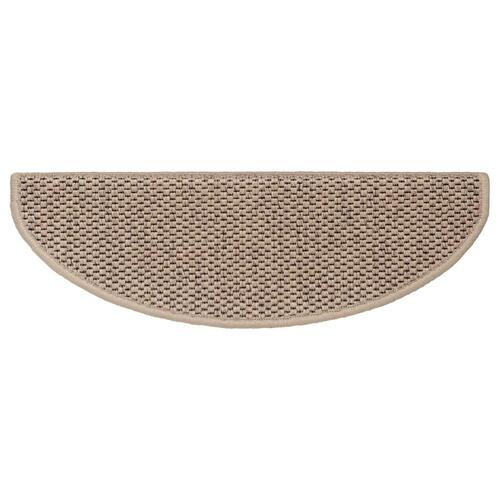 Selvklæbende trappemåtter 15stk. 65x21x4cm sisal-look sandfarve