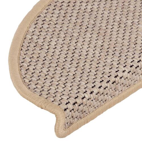 Selvklæbende trappemåtter 15stk. 65x21x4cm sisal-look lys beige