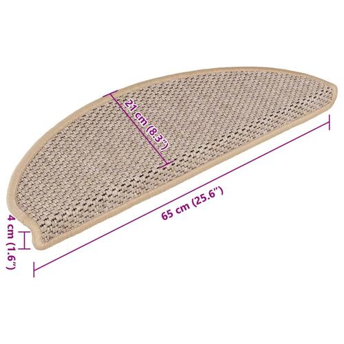 Selvklæbende trappemåtter 15stk. 65x21x4cm sisal-look lys beige
