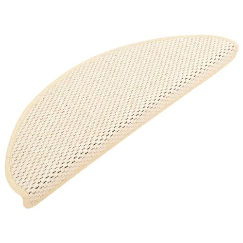 Selvklæbende trappemåtter 15 stk. 65x21x4 cm sisal-look creme