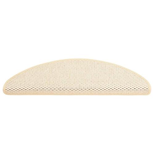 Selvklæbende trappemåtter 15 stk. 65x21x4 cm sisal-look creme