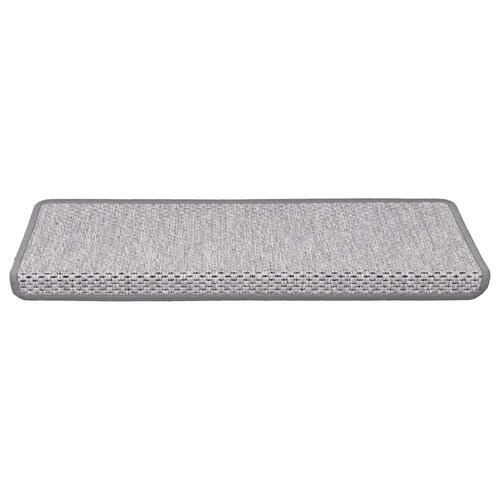 Selvklæbende trappemåtter 15 stk. 65x21x4 cm sisal-look platina