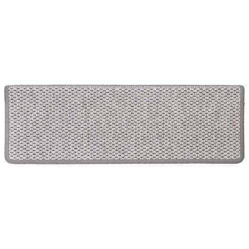 Selvklæbende trappemåtter 15 stk. 65x21x4 cm sisal-look platina