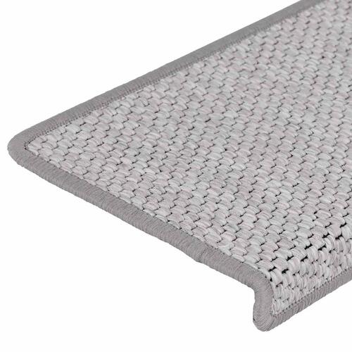 Selvklæbende trappemåtter 15 stk. 65x21x4 cm sisal-look platina