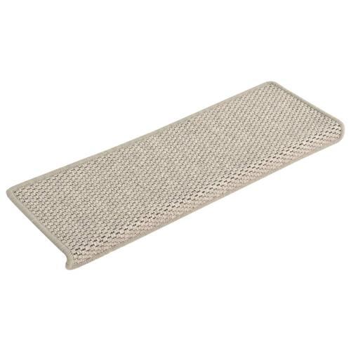 Selvklæbende trappemåtter 15 stk. 65x21x4 cm sisal-look sølv