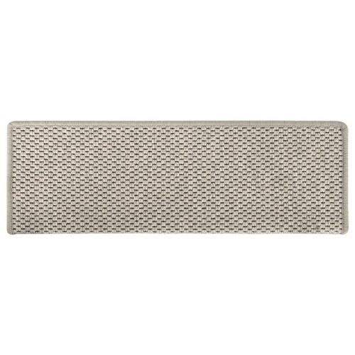 Selvklæbende trappemåtter 15 stk. 65x21x4 cm sisal-look sølv
