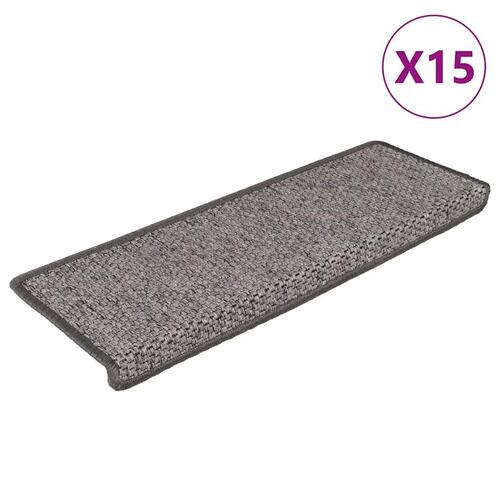 Selvklæbende trappemåtter 15stk. 65x21x4cm sisal-look grå beige