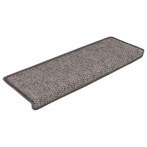 Selvklæbende trappemåtter 15stk. 65x21x4cm sisal-look grå beige