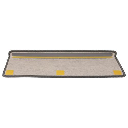 Selvklæbende trappemåtter 15stk. 65x21x4cm sisal-look grå beige