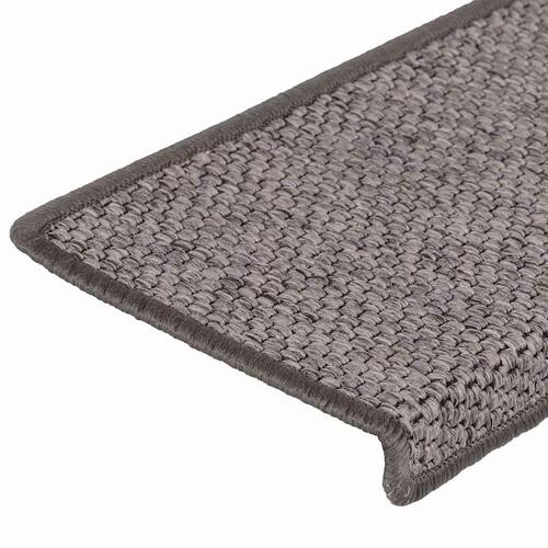 Selvklæbende trappemåtter 15stk. 65x21x4cm sisal-look grå beige