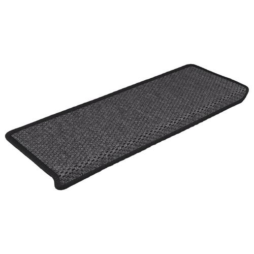 Selvklæbende trappemåtter 15 stk. 65x21x4cm sisal-look antracit