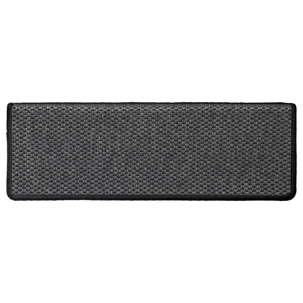Selvklæbende trappemåtter 15 stk. 65x21x4cm sisal-look antracit