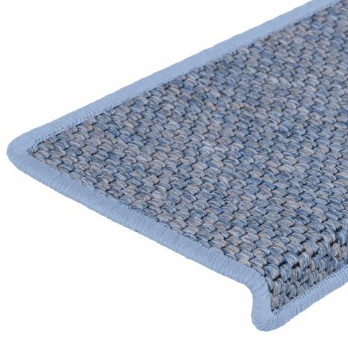 Selvklæbende trappemåtter 15 stk. 65x21x4 cm sisal-look blå