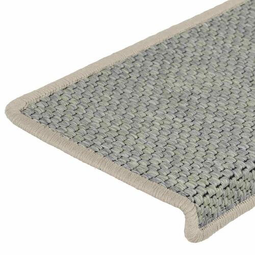 Selvklæbende trappemåtter 15 stk. 65x21x4 cm sisal-look grøn