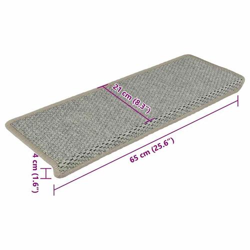 Selvklæbende trappemåtter 15 stk. 65x21x4 cm sisal-look grøn
