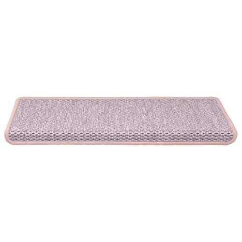 Selvklæbende trappemåtter 15 stk. 65x21x4 cm sisal-look lyserød