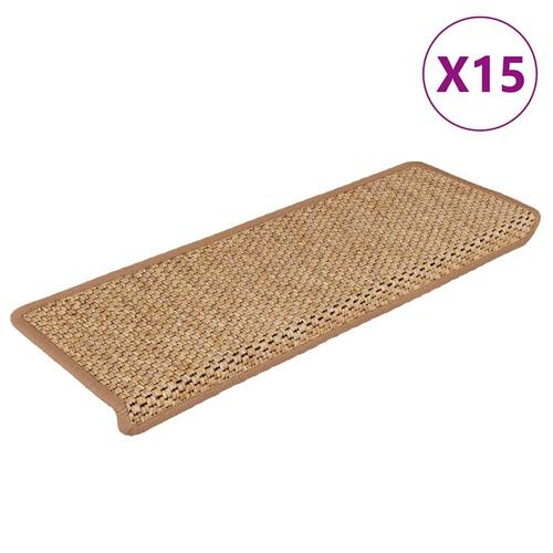 Selvklæbende trappemåtter 15 stk. 65x21x4 cm sisal-look orange