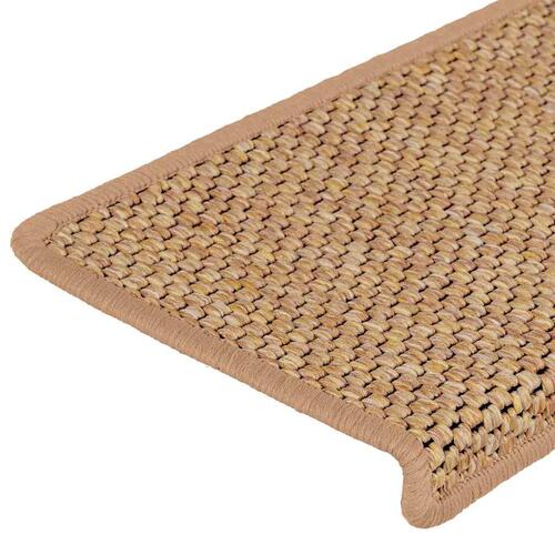 Selvklæbende trappemåtter 15 stk. 65x21x4 cm sisal-look orange