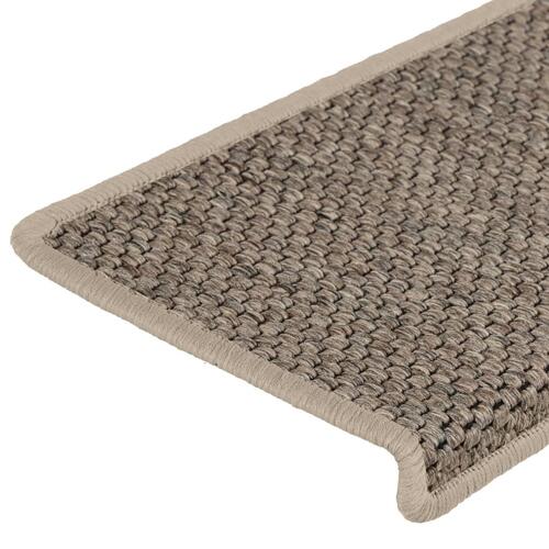 Selvklæbende trappemåtter 15 stk. 65x21x4 cm sisal-look beige