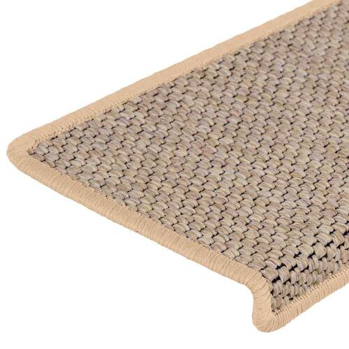 Selvklæbende trappemåtter 15stk. 65x21x4cm sisal-look lys beige