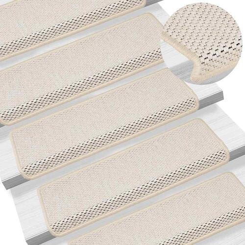 Selvklæbende trappemåtter 15 stk. 65x21x4 cm sisal-look