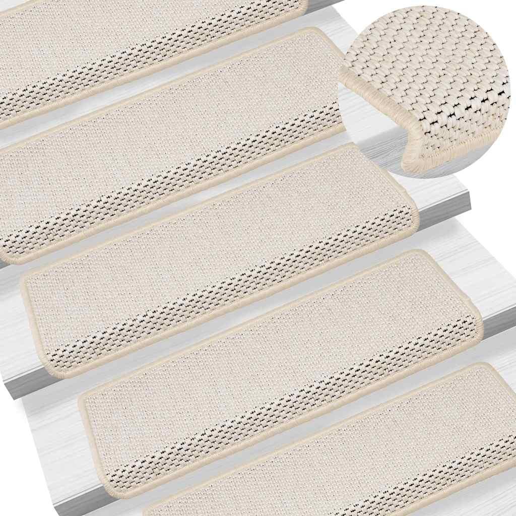 Selvklæbende trappemåtter 15 stk. 65x21x4 cm sisal-look
