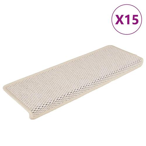 Selvklæbende trappemåtter 15 stk. 65x21x4 cm sisal-look