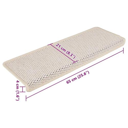 Selvklæbende trappemåtter 15 stk. 65x21x4 cm sisal-look