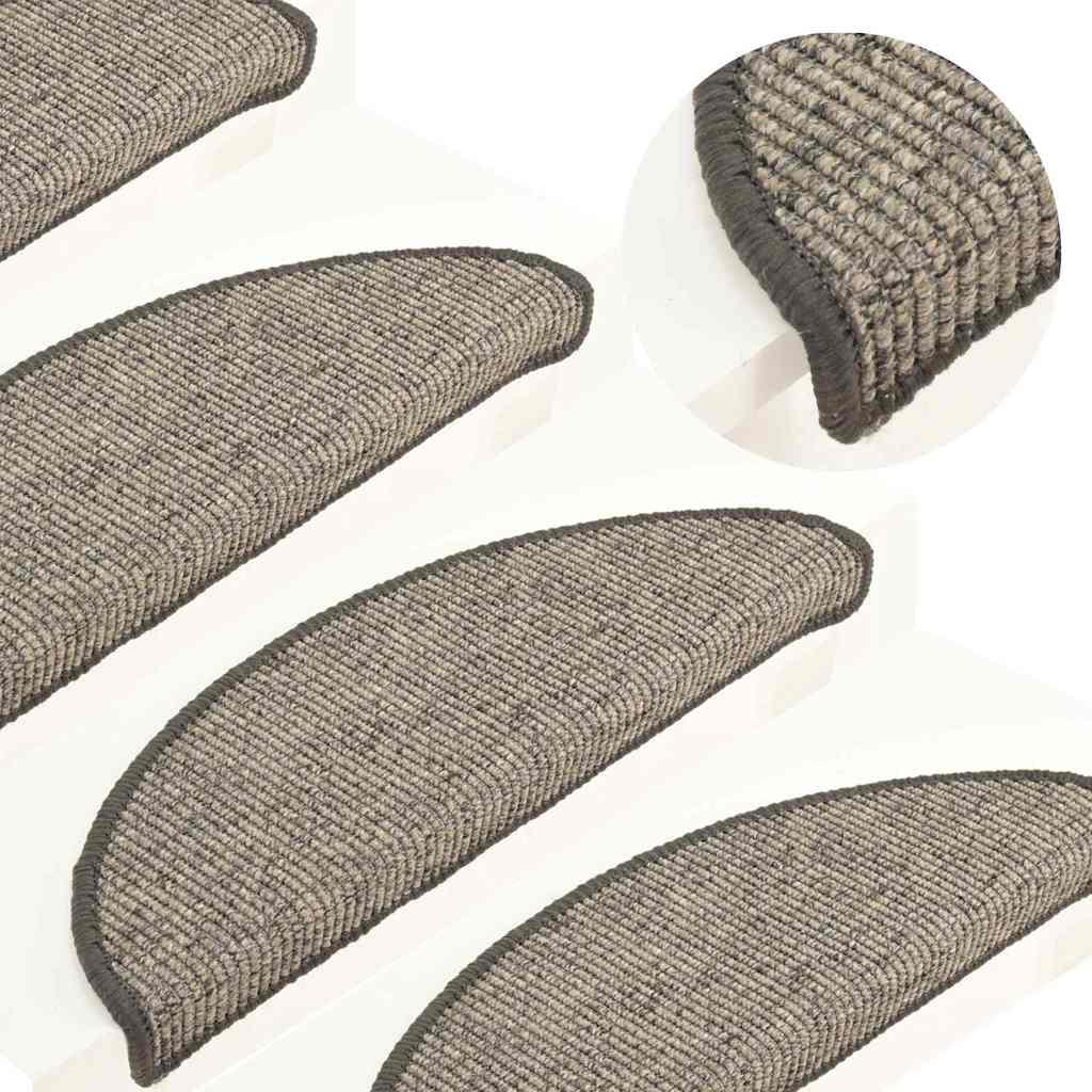 Selvklæbende trappemåtter 15 stk. 56x17x3 cm beige og grå