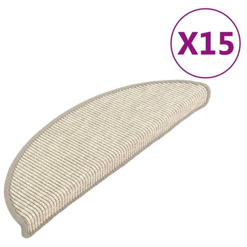 Selvklæbende trappemåtter 15 stk. 56x17x3 cm sølvfarvet