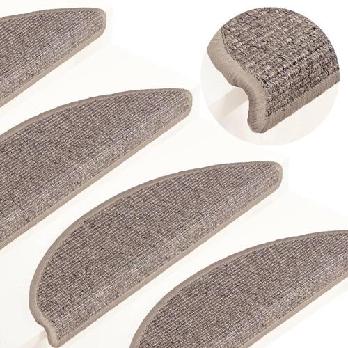 Selvklæbende trappemåtter 15 stk. 56x17x3 cm mørk beige