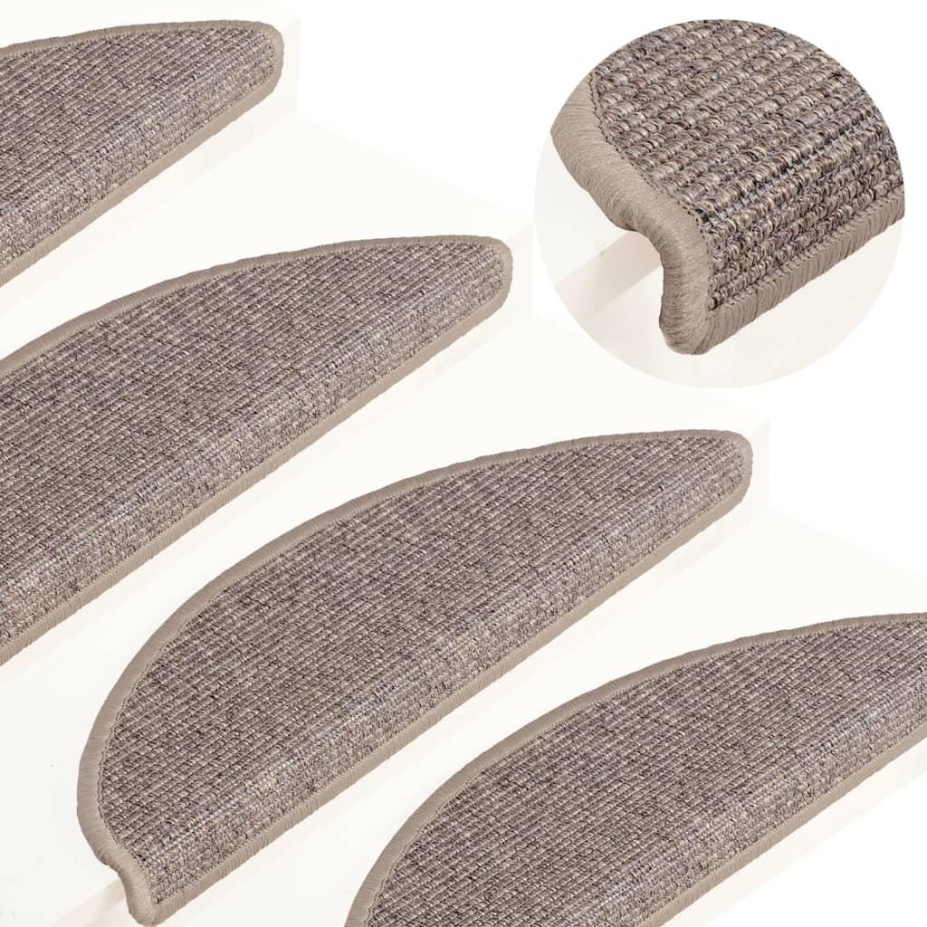 Selvklæbende trappemåtter 15 stk. 56x17x3 cm mørk beige