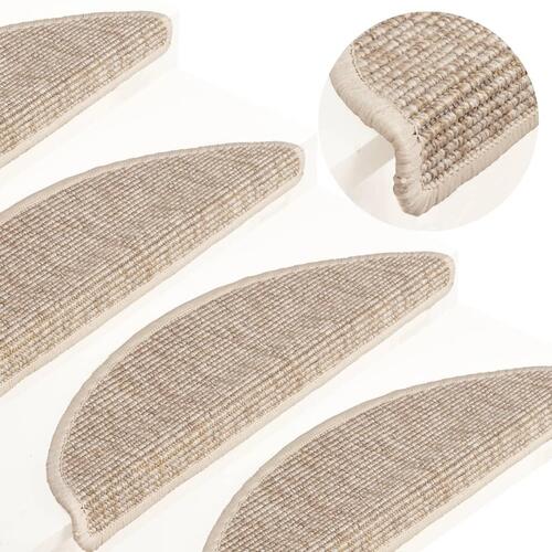 Selvklæbende trappemåtter 15stk. 56x17x3cm sisal-look lys beige