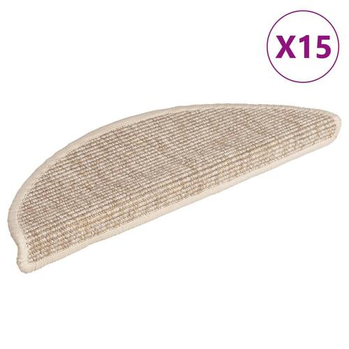 Selvklæbende trappemåtter 15stk. 56x17x3cm sisal-look lys beige