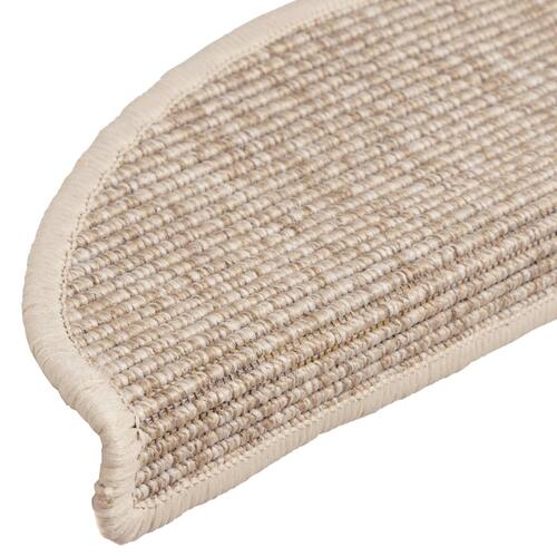 Selvklæbende trappemåtter 15stk. 56x17x3cm sisal-look lys beige