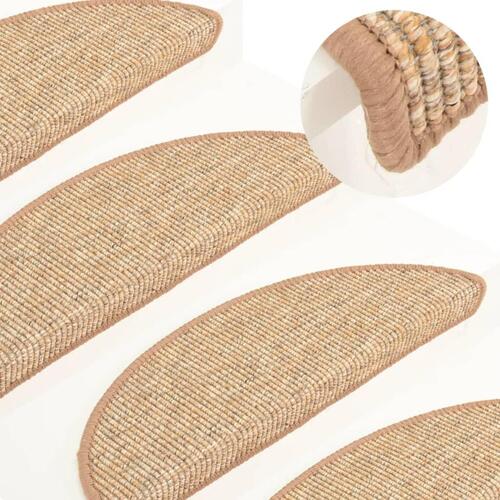 Selvklæbende trappemåtter 15 stk. 56x17x3 cm lys beige