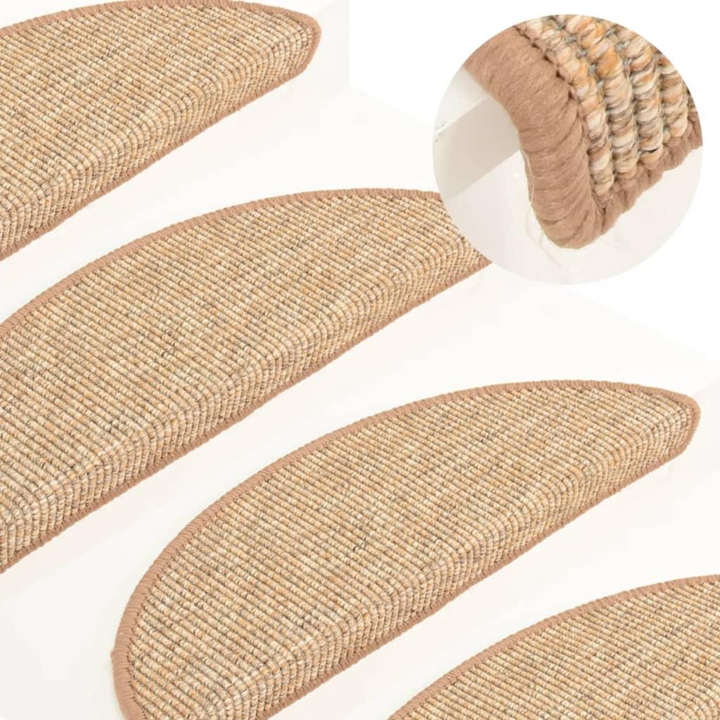Selvklæbende trappemåtter 15 stk. 56x17x3 cm lys beige
