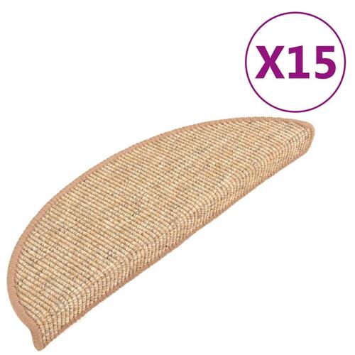 Selvklæbende trappemåtter 15 stk. 56x17x3 cm lys beige