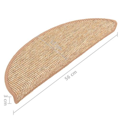Selvklæbende trappemåtter 15 stk. 56x17x3 cm lys beige