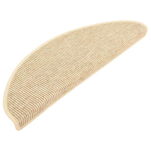 Selvklæbende trappemåtter 15 stk. 65x21x4 cm sisal-look beige