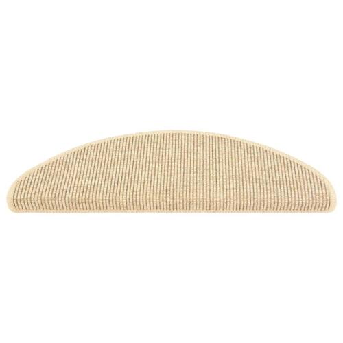 Selvklæbende trappemåtter 15 stk. 65x21x4 cm sisal-look beige