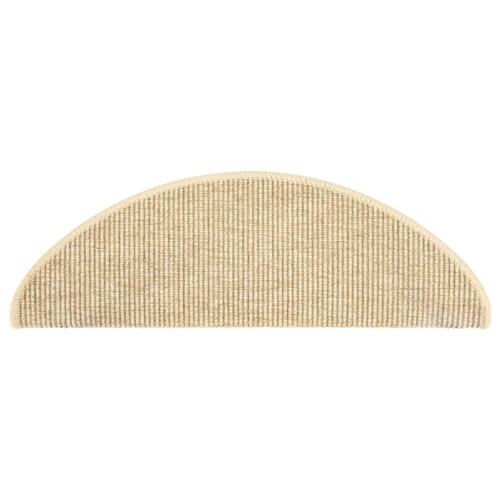 Selvklæbende trappemåtter 15 stk. 65x21x4 cm sisal-look beige